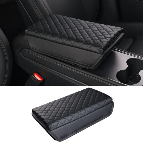 Lamborghini Carwiner Center Console Cover til Tesla Model 3 Model Y Pu Leather Armrest Box Pushion Protector Tilbeh?r