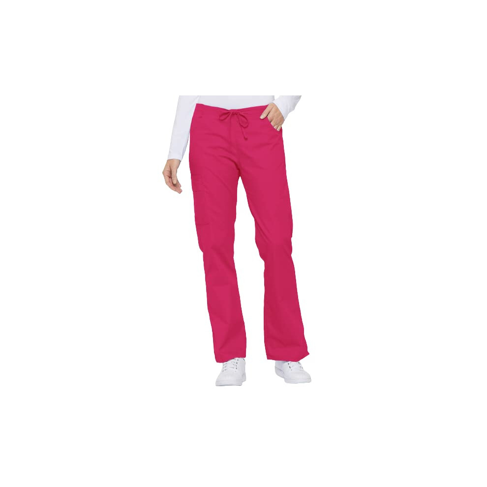 Dickies Womens Signature Mid Rise Drawstring Scrubs cargo Pant  Hot Pink  XXXX-Large