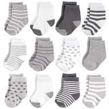 Hudson Baby neonato cotone ricco e spugna calzini casual grigio bianco stella 12-24 mesi US