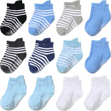 AROVEEA Non Slip Grip Toble Baby Calcetines de 3 a 5 aos para nios para nios y nias Calcetines para nios 12 paquetes de algodn lindo calcetines