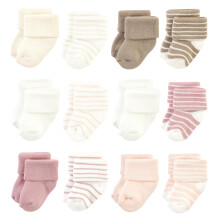 Hudson Baby Calzini unisex per neonati e bambini in cotone e spugna Blush Stripe 6-12 mesi