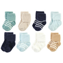 Hudson Baby Unisex Baby Cotton Rich Newborn e Terry Socks Navy Mint Stripe 6-12 mesi