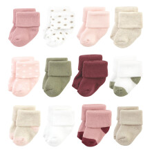 Hudson Baby Unisex Baby Cotton Rich Newborn e Terry Socks Mauve Sage Dot 6-12 mesi