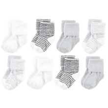 Hudson Baby Unisex Baby Cotton Rich Newborn e Terry Socks Grigio a Righe 8 Pacco 6-12 Mesi