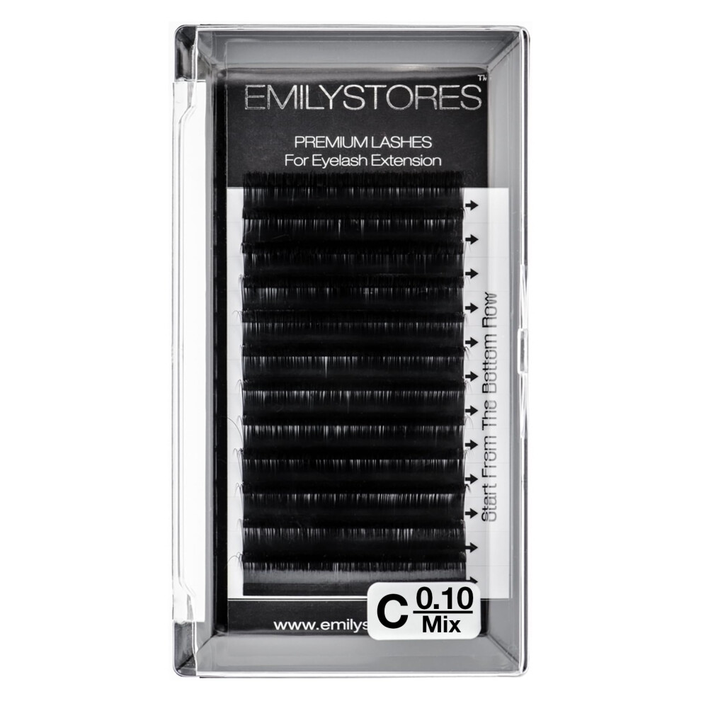 Emilystores Eyelash Extensions 010Mm Thickness C Curl Length 814Mm Mixed Sizes Individual Volume Naturallooking Eyelashes Sin