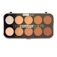 BEAUTY TREATS Ansigtskonturpalette - 10 nuancer til skulptureret kontur, naturlig kontur og highlight