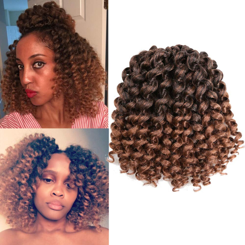 Svolna Unisex Not,Specified 3 Packs Jamaican Bounce Crochet Hair 2X Ringlet Wand Curl 8 Inch Synthetic Crochet Hair Extensions Crochet Braiding Hair 20 Roots