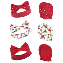 Hudson Baby Set Unisex di Fascia e Guanti Antistrappo in Cotone, Holly, 0-6 Mesi