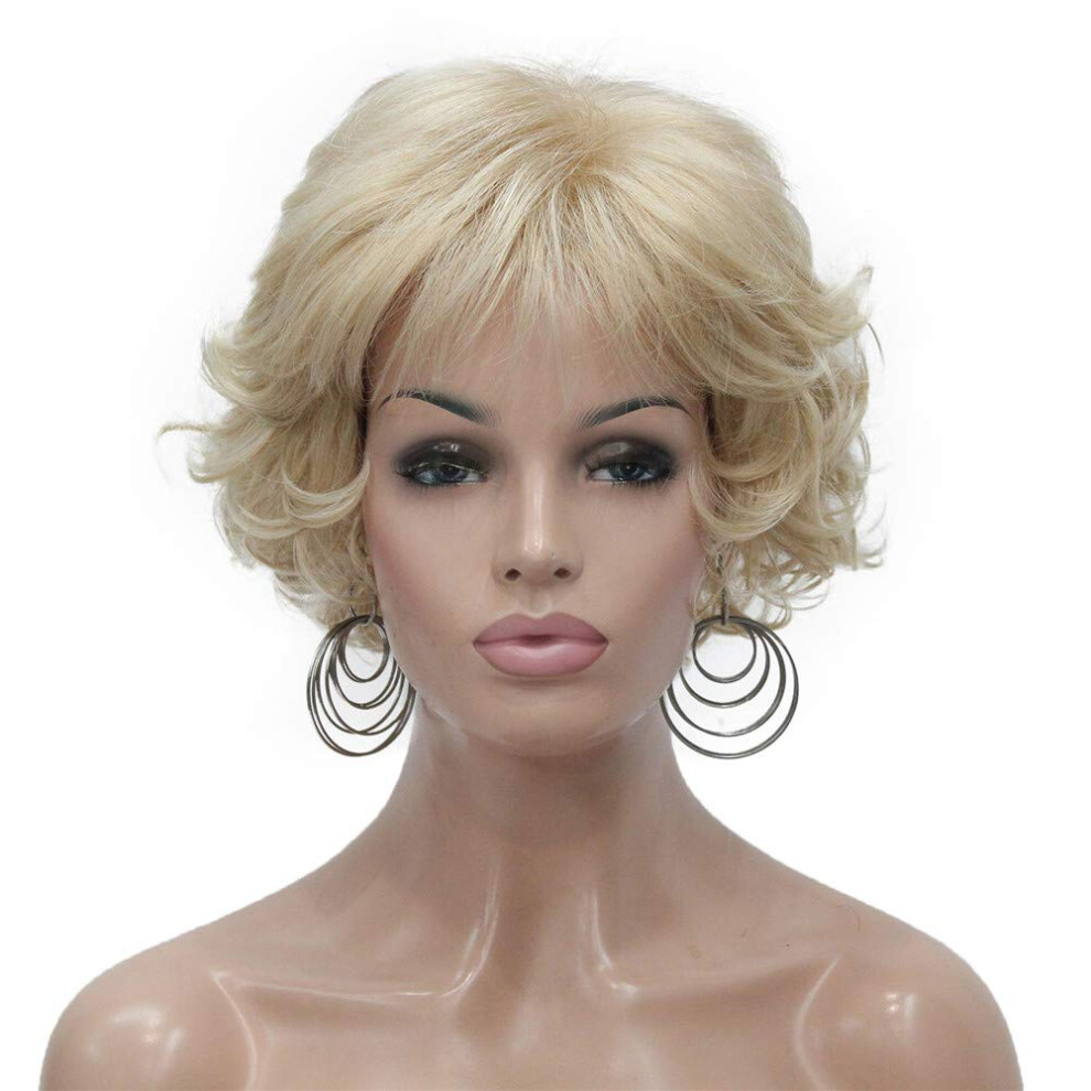 Aimole Unisex Short Curly Synthetic Wigs Full Capless Hair Women's Thick Wig For Everyday 24Bt613