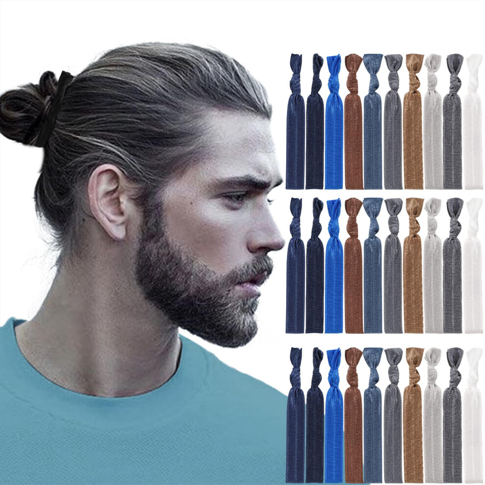 79Style 100Pcs Hair Ties For Men Bun Fabric Elastic Ribbon Hair Ties Ponytail Holders Mens Hair Bands Knotted Knot Hair Tie Men Guys Hair Accessories