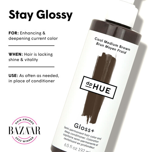 dpHUE Gloss+  Cool Medium Brown - 6.5 oz - Semi-Permanent Hair Color & 1