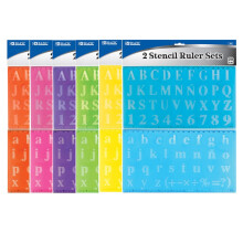 Bazic 20 mm Gennemsigtig bogstaver Stencil -lineal sæt 2 pr. Pakkefarver kan variere