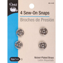Dritz 80-3-65 Druckknpfe zum Aufnhen, vernickeltes Messing, Gre 3, 4 Stck