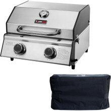 CosmoGrill Compact Stainless Steel 2 Burner Gas BBQ With Cover