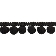 Belagio Enterprises 1 1/4-Inch Pompom Fringe (10 Yards) | BP-101-02 Μαύρο