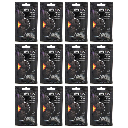 Dylon Dylon Pk Μόνιμο Χρώμα Υφασμάτων 1.75oz-Βελούδο Μαύρο, Σετ 12 Τεμαχίων