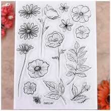 KWELLAM Blomster Blade Bee Chrysanthemum klare stempler til kortfremstillingsdekoration og g?r-det-selv scrapbog