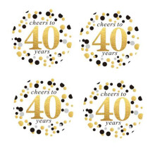 Shiningparty 2 Round 50 Pakke Cheers to 40 Years Etiketm?rkater F?dselsdagsfest-m?rkatetiketter 40-?rs f?dselsdagsfest Favor-klisterm?rker 40-?rs