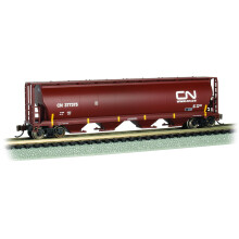 Bachmann Trains - Kanadský 4-Bay Cylindrical Grain Hopper CAR - Kanadská národní #377375 - Oxidová ČERVENÁ - N měřítko
