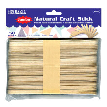 Bazic Jumbo Craft Sticks Natural Wood Stor i stor størrelse is Popsicle Stick Non Toxic DIY Project Building Crafts (50/Pack) 1-Pack