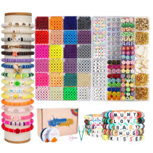 Tonperlen, 7200 Stck, 2 Boxen, Armbandherstellungsset 24 Farben Polymer-Tonperlen fr die Armbandherstellung, Set Schmuckherstellungsset, Zubeh