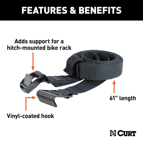 Curt 18050 61-tommer cykelstativ support rem sort sort 2