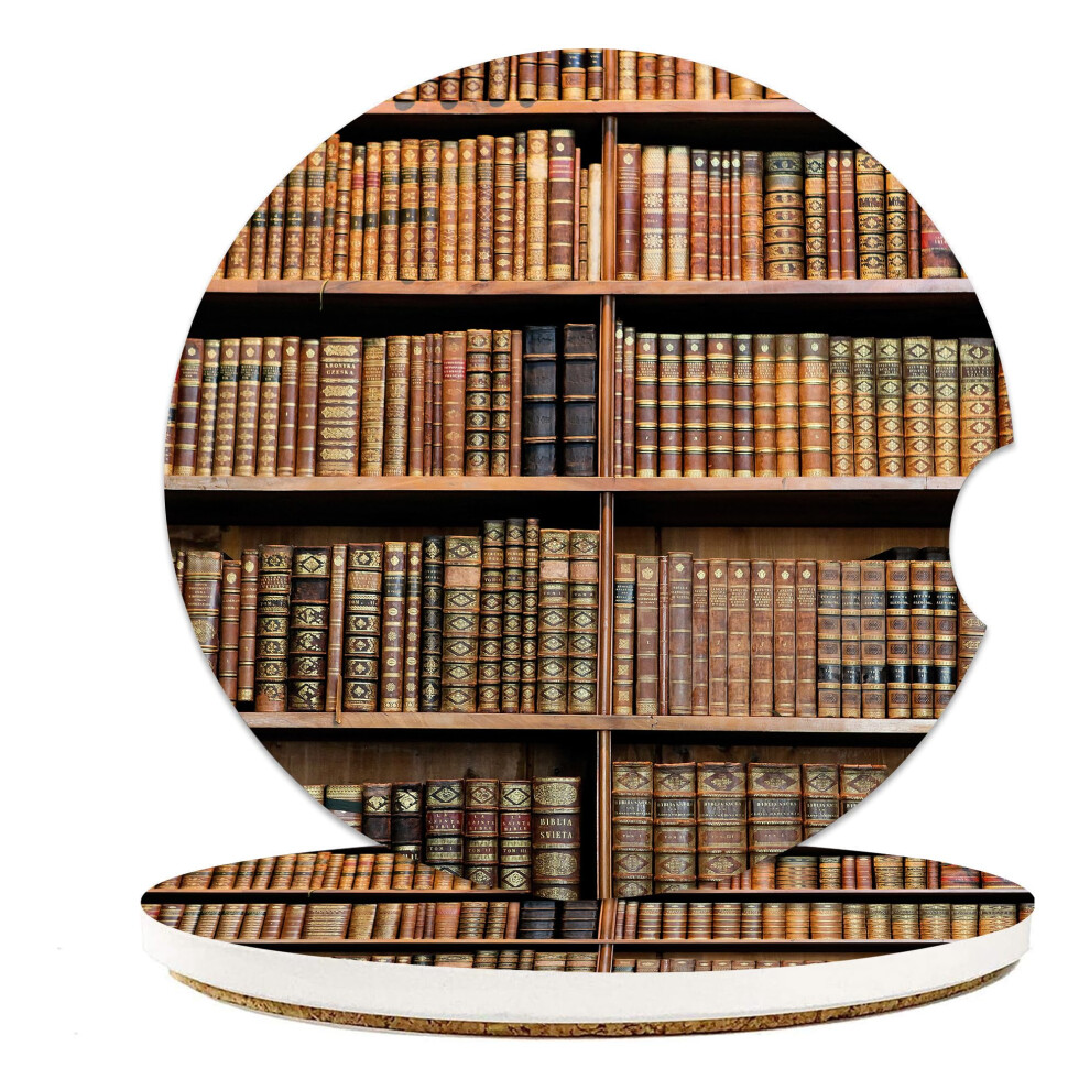 Lot de 2 sous-verres absorbants en céramique pour porte-gobelets de voiture, bibliothèque de livres anciens, accessoires de voiture