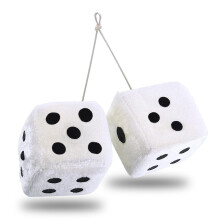Zone Tech Pair Black and White Mirror Fuzzy Dice - 3 Par Svartvitt plyschbil Dekorativ hngande spegel Fuzzy Dice Par