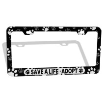 DZGlobal Save A Life Adopter kledyr Kat Hund Nummerpladerammer Poteaftryk Design Nummerpladecover Aluminium Nyhed Bilmrke Ramme 2 huller og skr