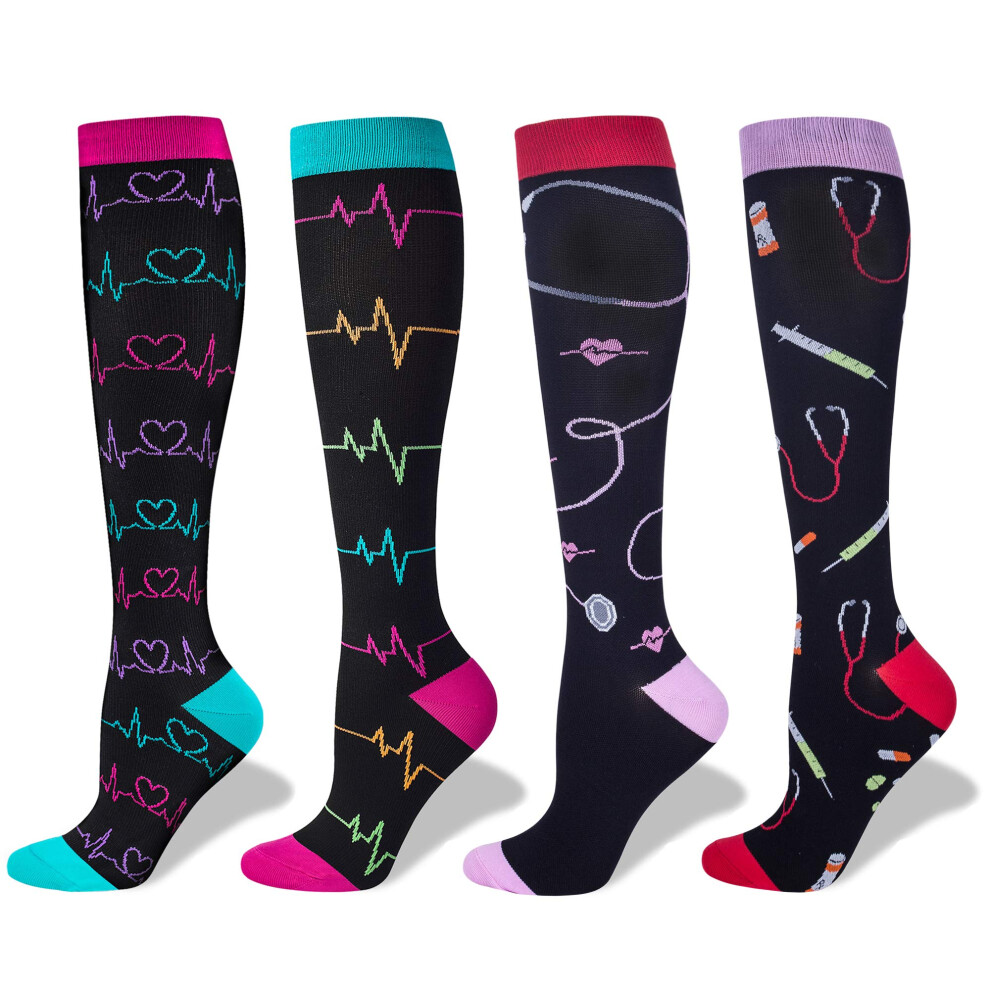 Chaussettes de compression pour femmes et hommes, 20-30 mmHg, id?ales pour les infirmi?res, les voyages et la grossesse