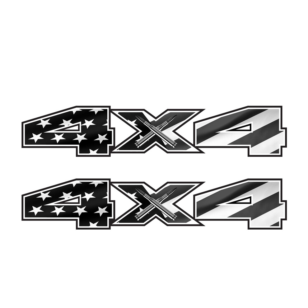 4X4 Decals Stickers For F150 20152020 And F250 F350 20172020 Set Of 2 4X4 Flag Black 352584200681