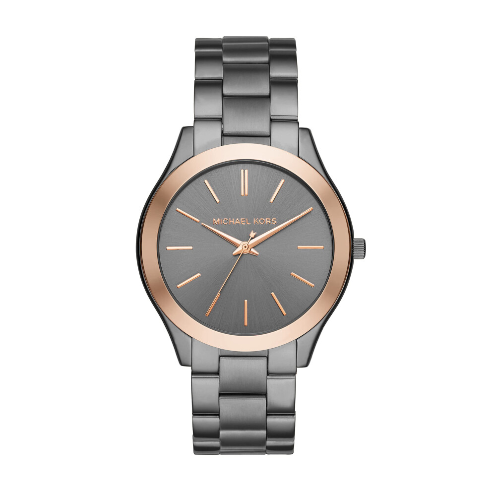 Michael Kors Slim Runway Three-Hand Gunmetal Stainless Steel Men's Wat