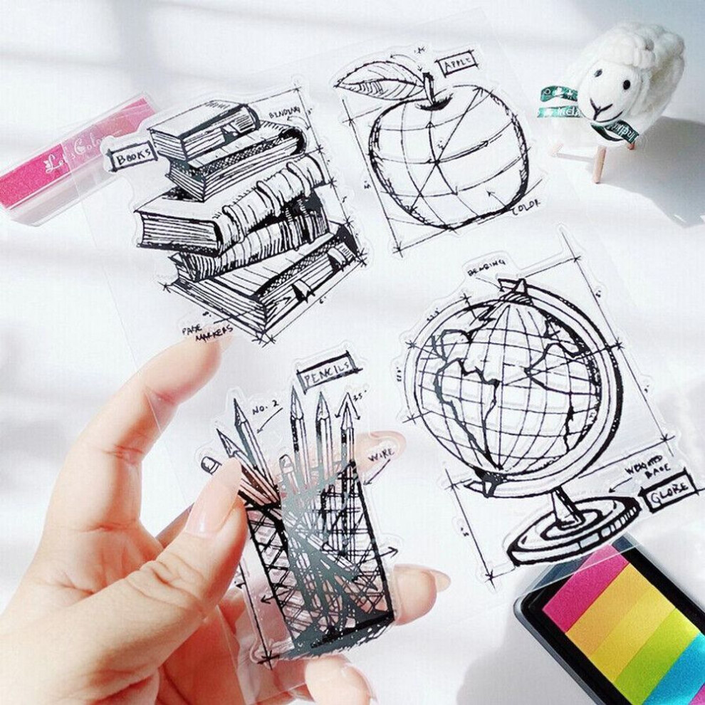 (No.11-Book Globe) Flower Leaf Butterfly Transparent Silicone Clear Stamps For Seal Diy Scrapbooking Photo Album Decor Art Travel Map