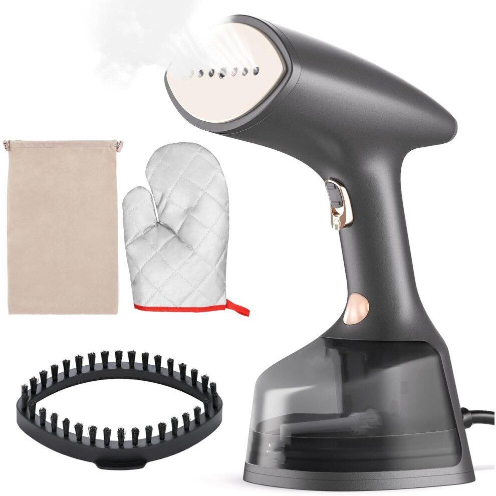 (Grey) LCD Screen 2 Steam Settings Garment Steamer for Clothes Vertically and Horizontally, 300ML Water Tank&Insulation Glove, Grey