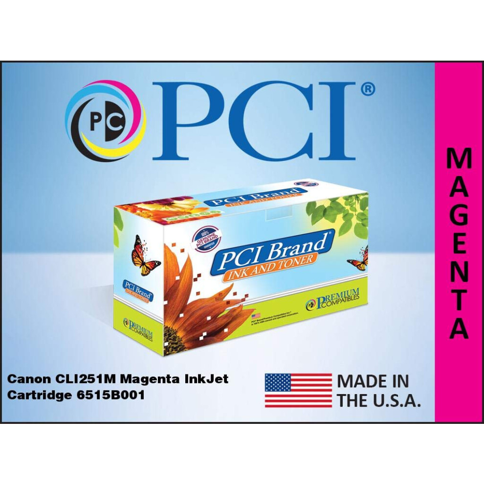 Cartouche     jet d'encre magenta reconditionn   e et    cologique Canon CLI251M 6515B001AA de marque PCI