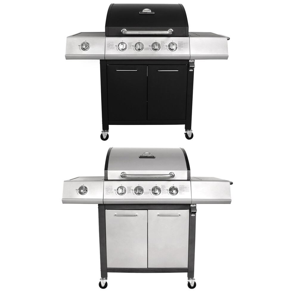 Charles Bentley 5 Burner Premium Gas BBQ 4X Burner with 1 Side Double Layered Hood Lid Thermometer in Grey Or Black