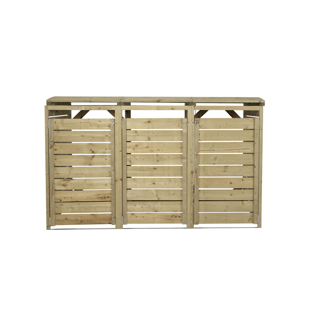 Charles Bentley FSC Wooden Bin Store Wheelie Bin Storage Unit