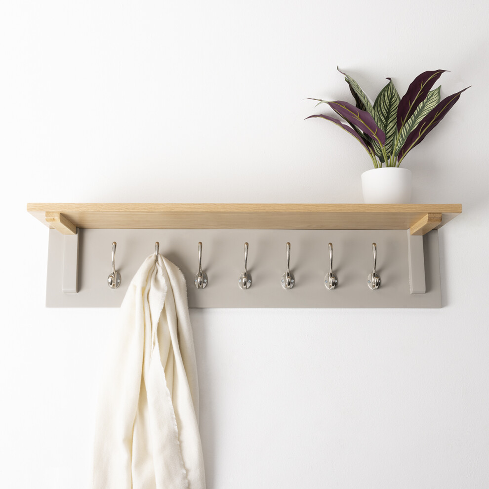 Charnwood Floating Shelf with Steel Metal Hooks 4 kg Mountable and Painted Grey Finish