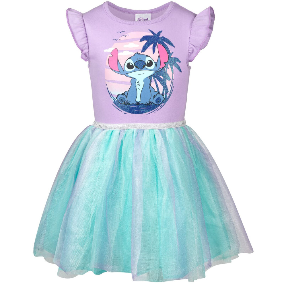 Disney Lilo & Stitch Toddler Girls Short Sleeve Dress Purple 5T