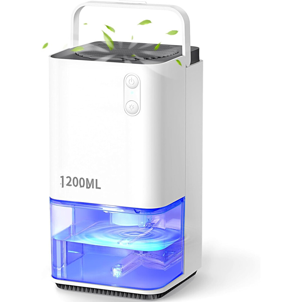 (White) Electric Dehumidifier with Ultra Quiet  LED Portable Mini Dehumidifier for Wardrobe Bathroom Closet RV Bedroom Garage-White