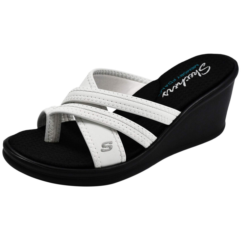 Skechers Womens Rumblers Wedge Sandal  White  95 M US