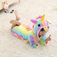 (Rainbow Color, 9-10 Years) Kids Girls Unicorn Hooded Bathrobe Towelling Bath Robe Dressing Gown Pajamas Flannel Loungewear Robe