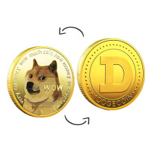 (Golden) Doge Coin Creative Collectible Uv Printed Golden Color Commemorative Dogecoin For Collection Jikaix