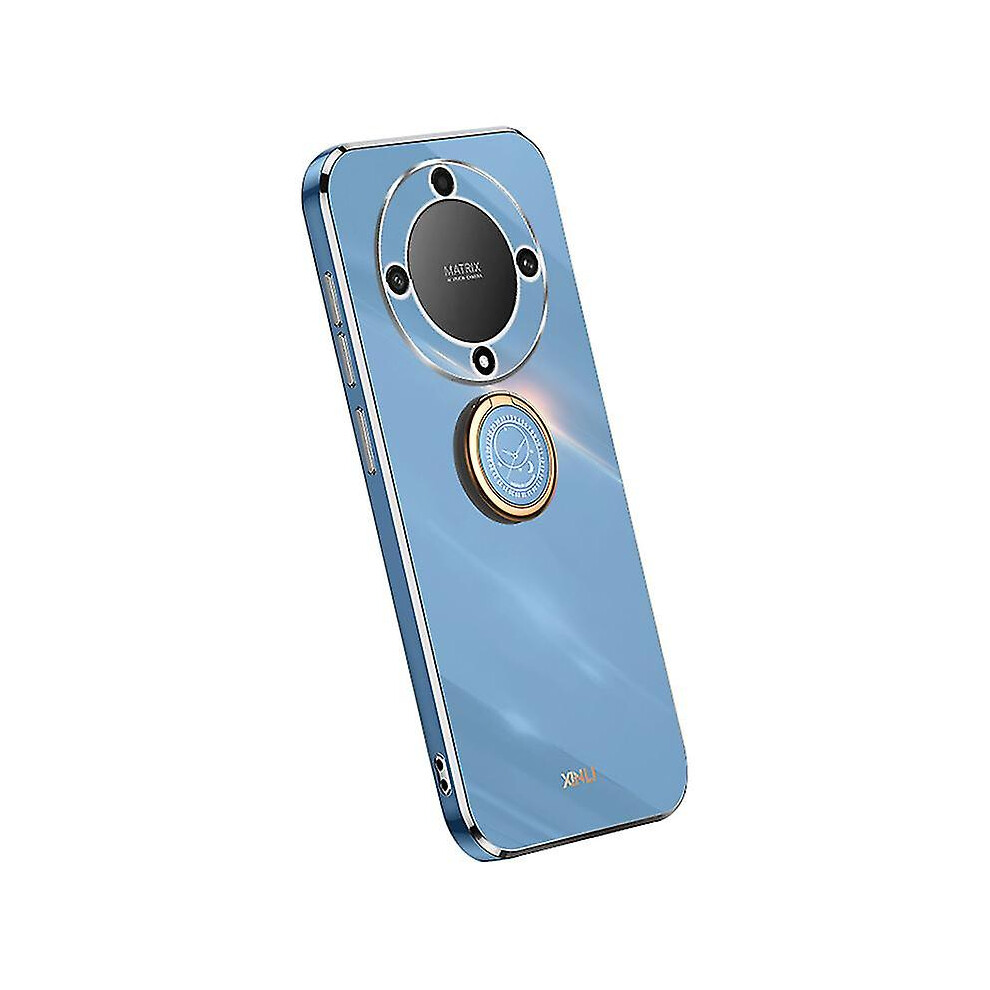 (Blue) Xinli For Honor Magic 5 Lite 5g / X9a 5g Ring Kickstand Electroplating Phone Case Tpu Phone Cover-yky-image-OPC-PG6DNJJ-NEW
