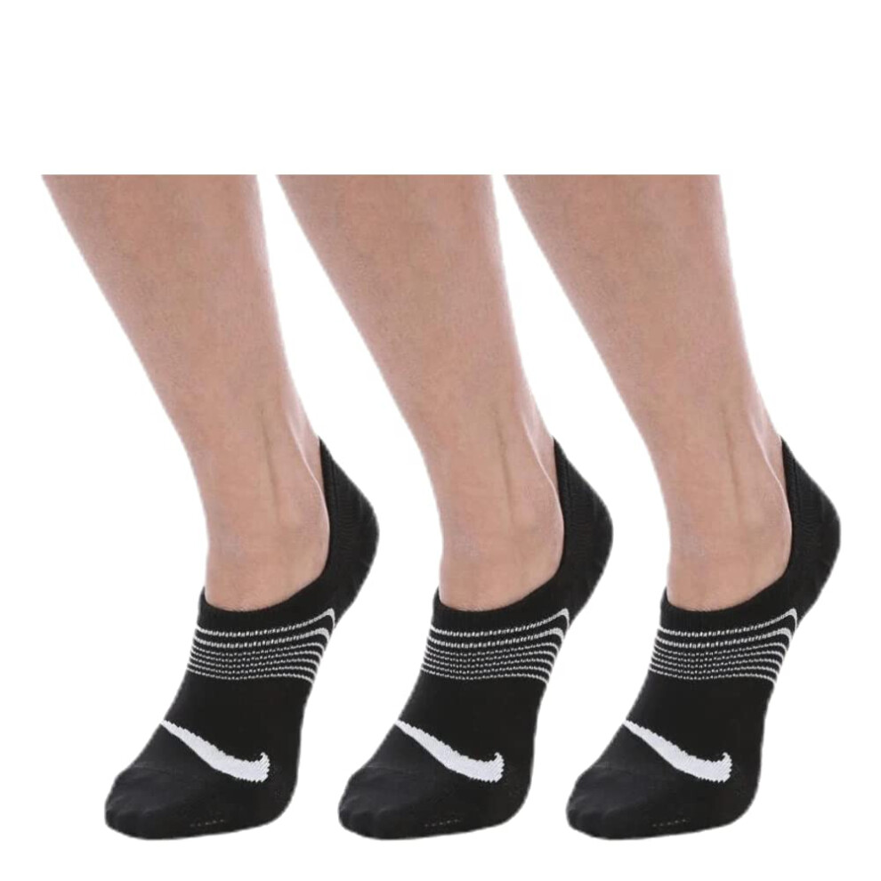 Nike Women's Everyday Plus Lightweight Training Footies (3 Pair)  No Show Socks for Women with Anti-Slip Gripping  Black/White  M