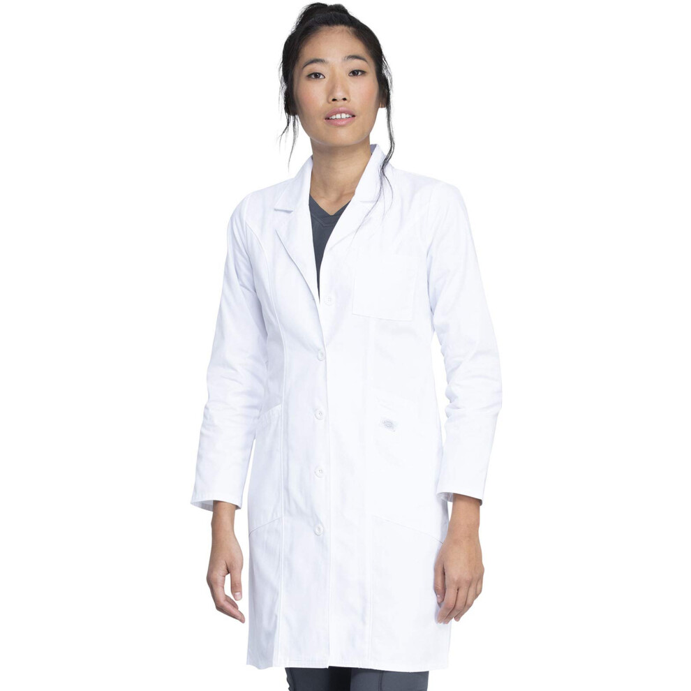 Dickies Womens Professional Whites 37"""" Medical Lab Coat  White  Small