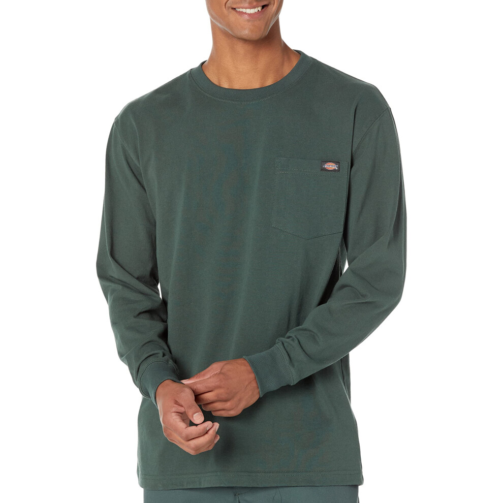 Dickies mens Big & Tall Long-sleeve Heavyweight Crew-neck T-shirt work utility t shirts  Hunter Green  XX-Large Tall US