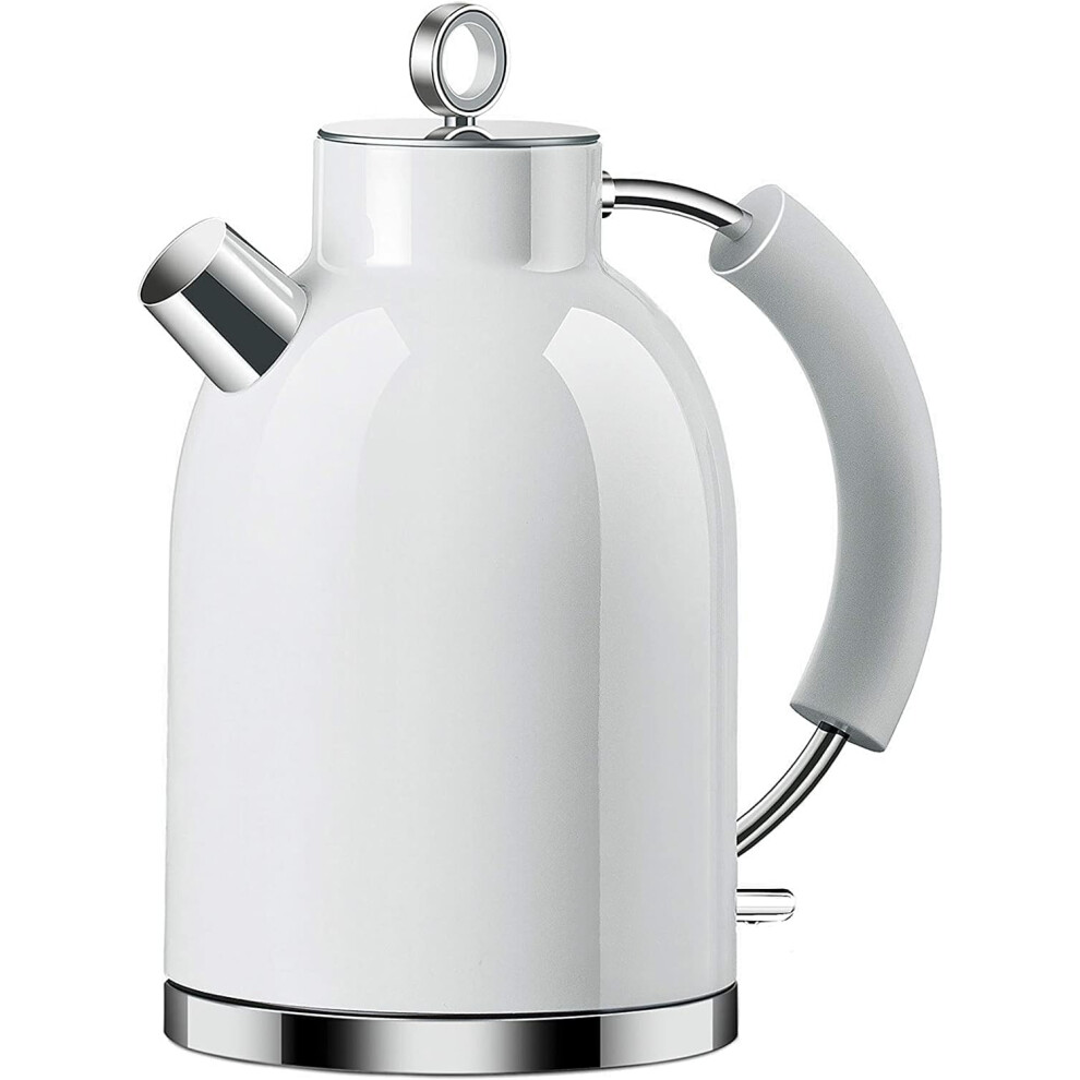 (White) Electric Kettle, Stainless Steel Electric Tea Kettle Gift for Men/Women/Home 1.5L 2200W Retro Tea Heater and Hot Water Boiler