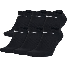 NIKE Unisex Performance Cushion No-Show Socks with Band 6 Pairs Black/White Large