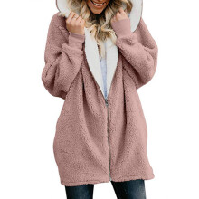 (Pink, XL) Women Ladies Warm Teddy Bear Fluffy Coat Hooded Faux Jacket Outwear Fleece
